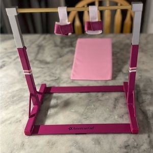 American Girl gymnastics set - bar, grips and wedge foam - good condition